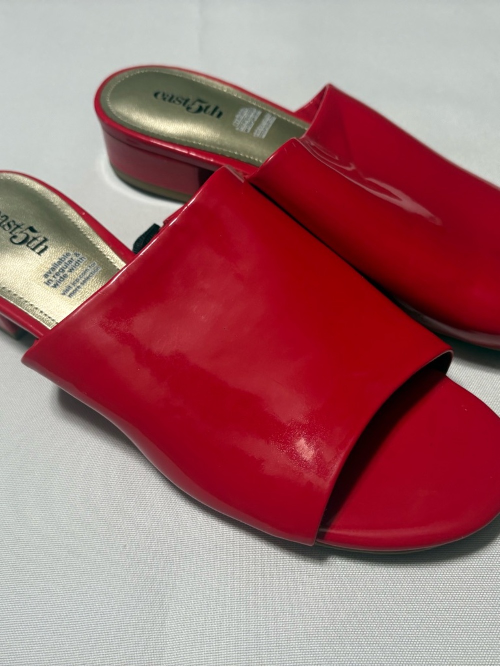 East 5th Bold Red Patent Slide Mules